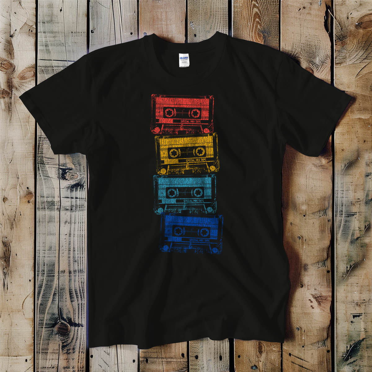 Mulicolor Cassette Tape Stack Unisex Tee