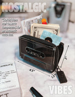 Black Chrome Cassette Tape Wallet | Cute Retro Music Gifts