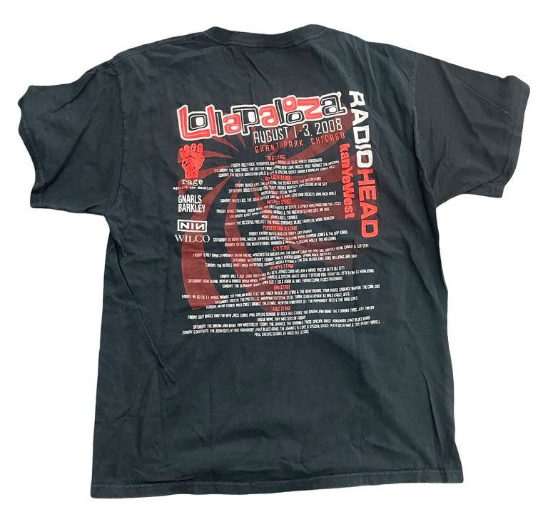 Lollapalooza 2008 Tee XL [Radiohead, Kanye West, Nine Inch Nails, Rage ATM] (Vintage Apparel)